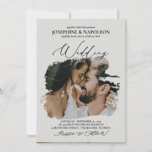 Romantic modern elegant artistic wedding invitation