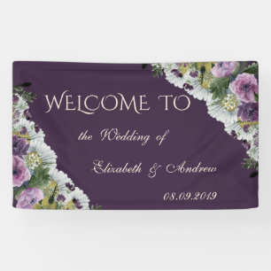 Romantic Modern Elegant Flowers  Wedding Banner