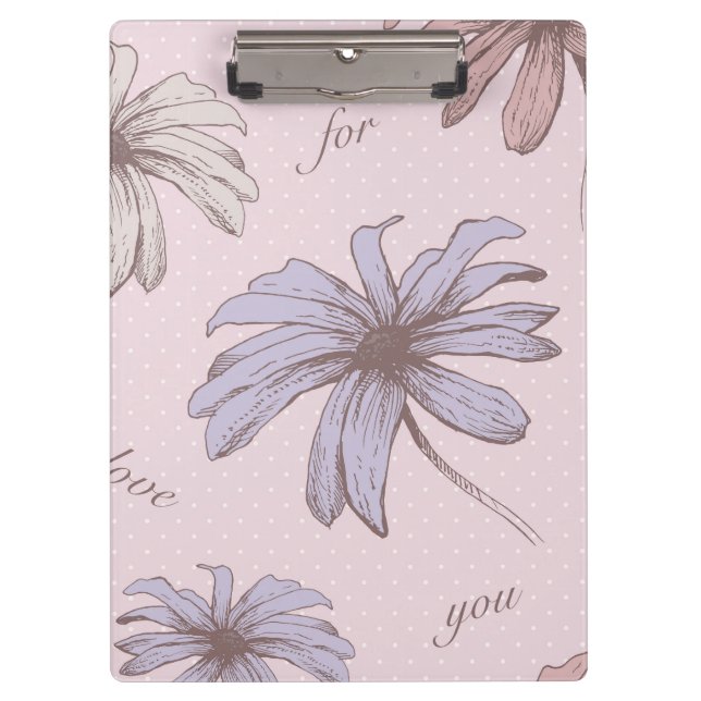 Romantic modern floral pattern for her dots pink   clipboard (Front)