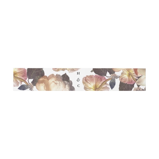 Romantic Modern Flower Floral Wedding Invitation Belly Band (Flat)
