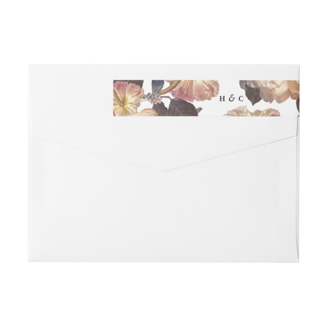 Romantic Modern Flower Floral Wedding Wrap Around Label (Back)