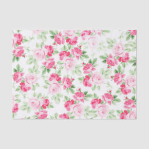 Romantic modern pink white trendy roses floral tissue paper