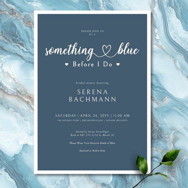 Romantic Modern Something Blue Before I Do Shower Invitation (Creator Uploaded)