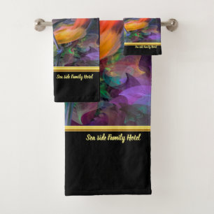 Romantic modern with a colourful bird monogram bath towel set