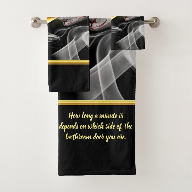 Romantic modern with a Skull Drinking and smoke Ba Bath Towel Set (Insitu)