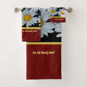 Romantic modern with daisy texture .red bath towel set