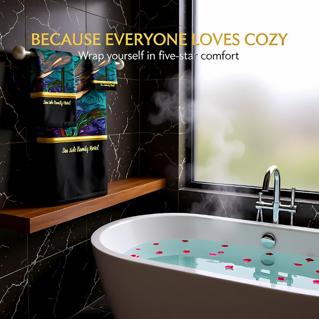 Romantic modern with gold foil glass flower monogr bath towel set (Creator Uploaded)