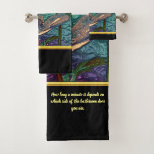 Romantic modern with gold foil glass flower monogr bath towel set