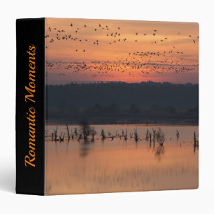 Romantic moments Birds at sunrise photo with text Binder