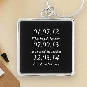 Romantic Moments Personalized Dates Custom Wedding Keychain