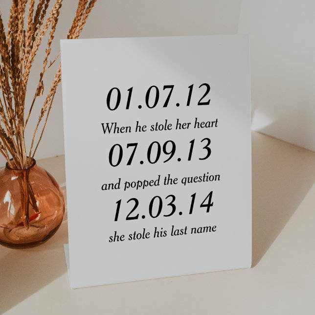 Romantic Moments Personalized Dates Custom Wedding Pedestal Sign (Creator Uploaded)