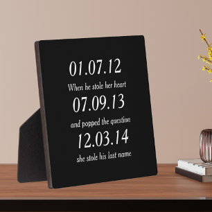 Romantic Moments Personalized Dates Custom Wedding Plaque