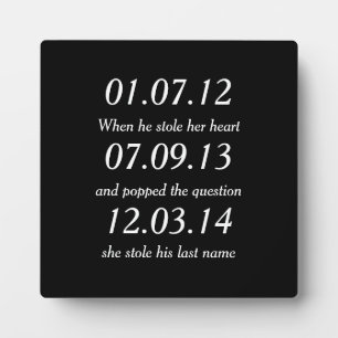 Romantic Moments Personalized Dates Custom Wedding Plaque