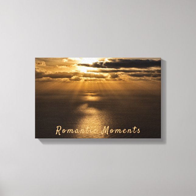 Romantic moments sunset ocean photo with text canvas print (Front)