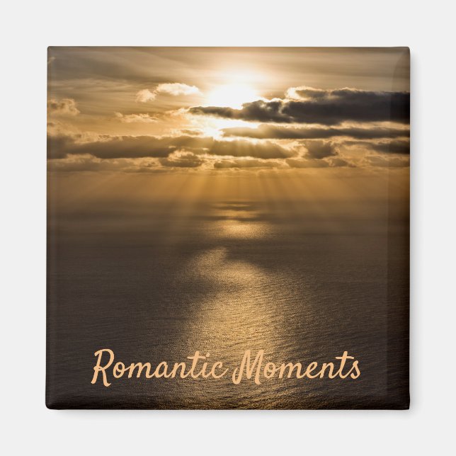 Romantic moments sunset ocean photo with text magnet (Front)