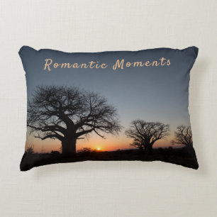 Romantic Moments Sunset Sacred Baobabs photo text Accent Pillow