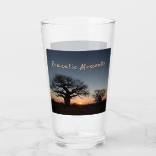 Romantic Moments Sunset Sacred Baobabs photo text Glass