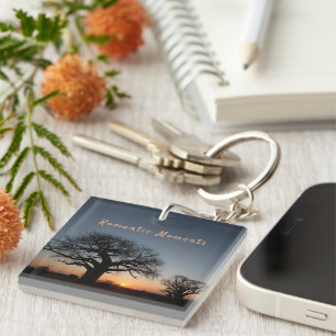 Romantic Moments Sunset Sacred Baobabs photo text Keychain