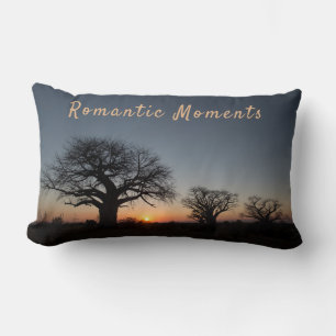 Romantic Moments Sunset Sacred Baobabs photo text Lumbar Pillow