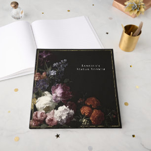 Romantic Moody Black Gothic Florals Bridal Shower Guest Book