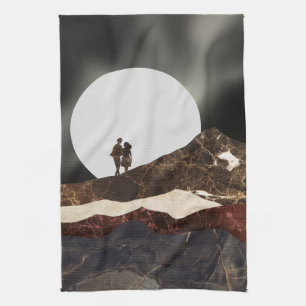 Romantic Moonlit Marble Landscape Kitchen Towel