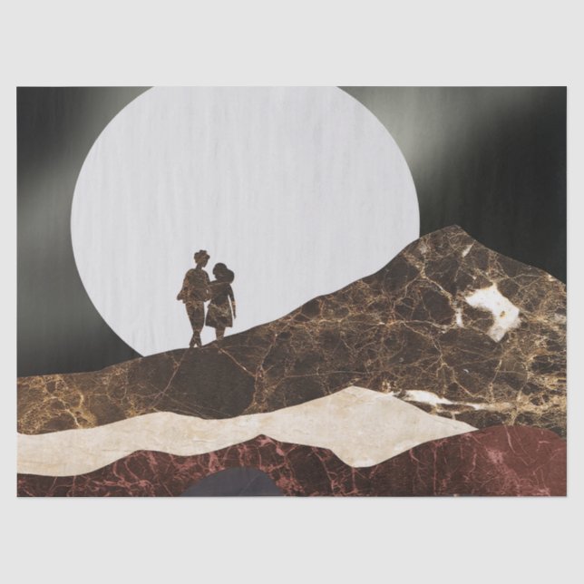 Romantic Moonlit Marble Landscape Tissue Paper (Front)