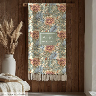 Romantic Morris style pastel colours throw blanket