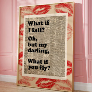 Romantic Motivational Quote Newspaper Wall Art 