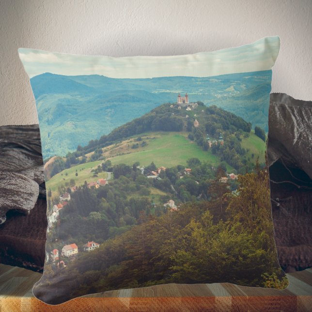Romantic mountain landscape throw pillow (Creator Uploaded)