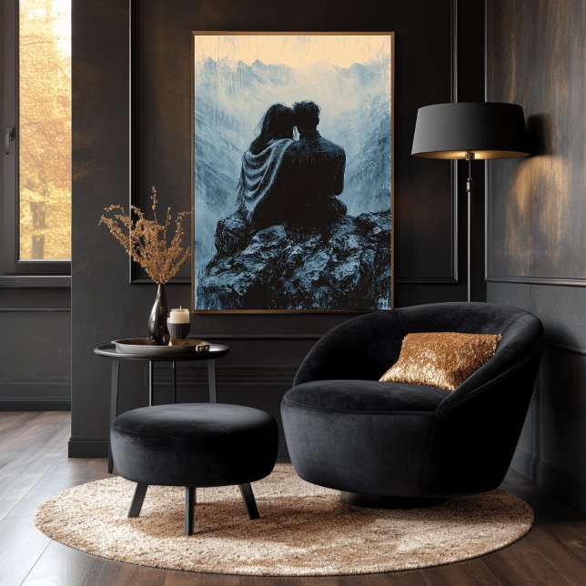 Romantic Mountain View in Monochrome Style Poster (Creator Uploaded)