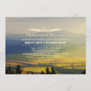 Romantic Mountains Rehearsal Dinner Invitations