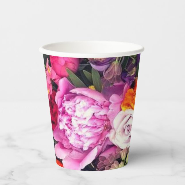Romantic Multi-coloured Floral Paper Cups (Front)