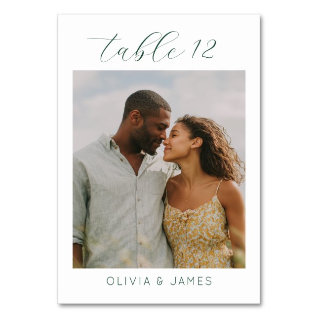 Romantic Muted Minimalist Photo Table Number (Front)