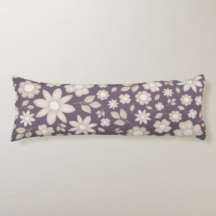Romantic Muted Plum Watercolor Floral Pattern Body Pillow