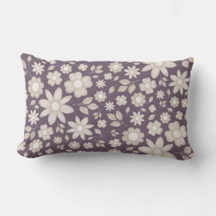 Romantic Muted Plum Watercolor Floral Pattern Lumbar Pillow