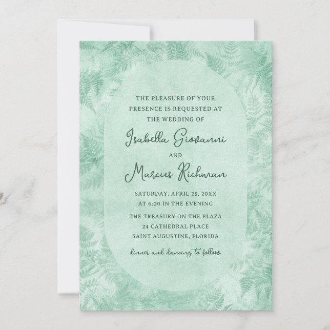 Romantic Mystical Green Fern Wedding Invitation (Devant)