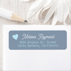 Romantic Name Dusty Blue Address Label with Heart