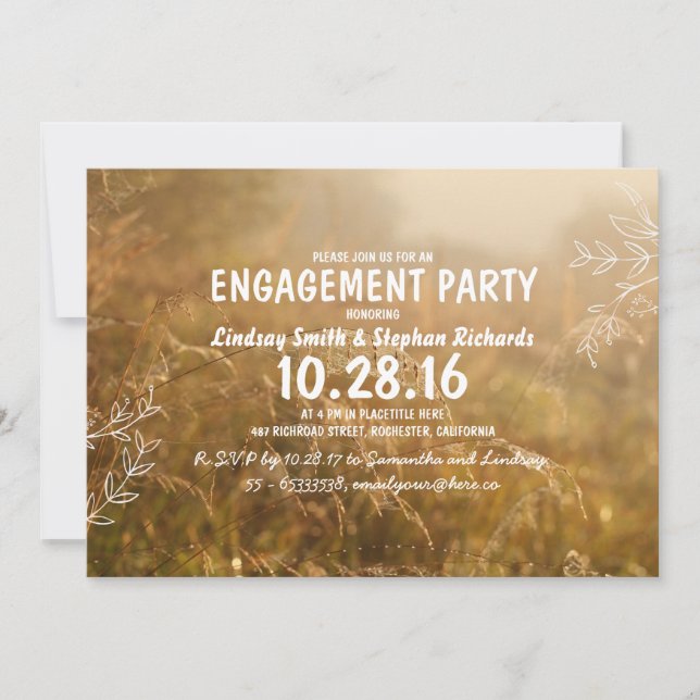 romantic nature outdoor engagement party invites (Front)