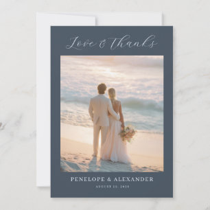 Romantic Navy Beach Photo Thank You Card