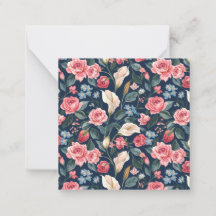Romantic Navy Blue Floral Garden Pattern