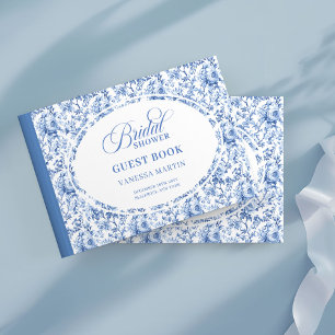 Romantic Navy Blue Floral Toile Bridal Guest Book