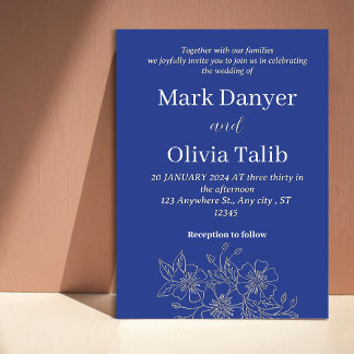 Romantic Navy Blue Wedding Invitation | Classic