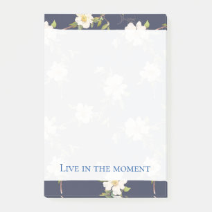 Romantic Navy Blue White Floral  Post-it Notes