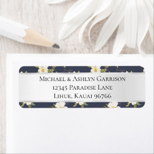 Romantic Navy Blue White Floral Wedding