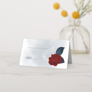 Romantic Navy & burgundy flowers Place Card