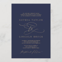 Romantic Navy Calligraphy Flourish Formal Wedding