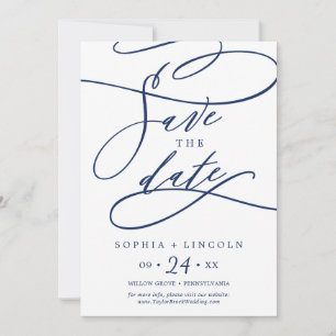 Romantic Navy Calligraphy   Flourish Save The Date