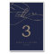 Romantic Navy Calligraphy | Flourish Table Number