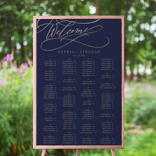 Romantic Navy Calligraphy Seating Chart (Creator Uploaded)