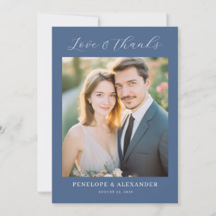 Romantic Navy Classic Photo Thank You Card